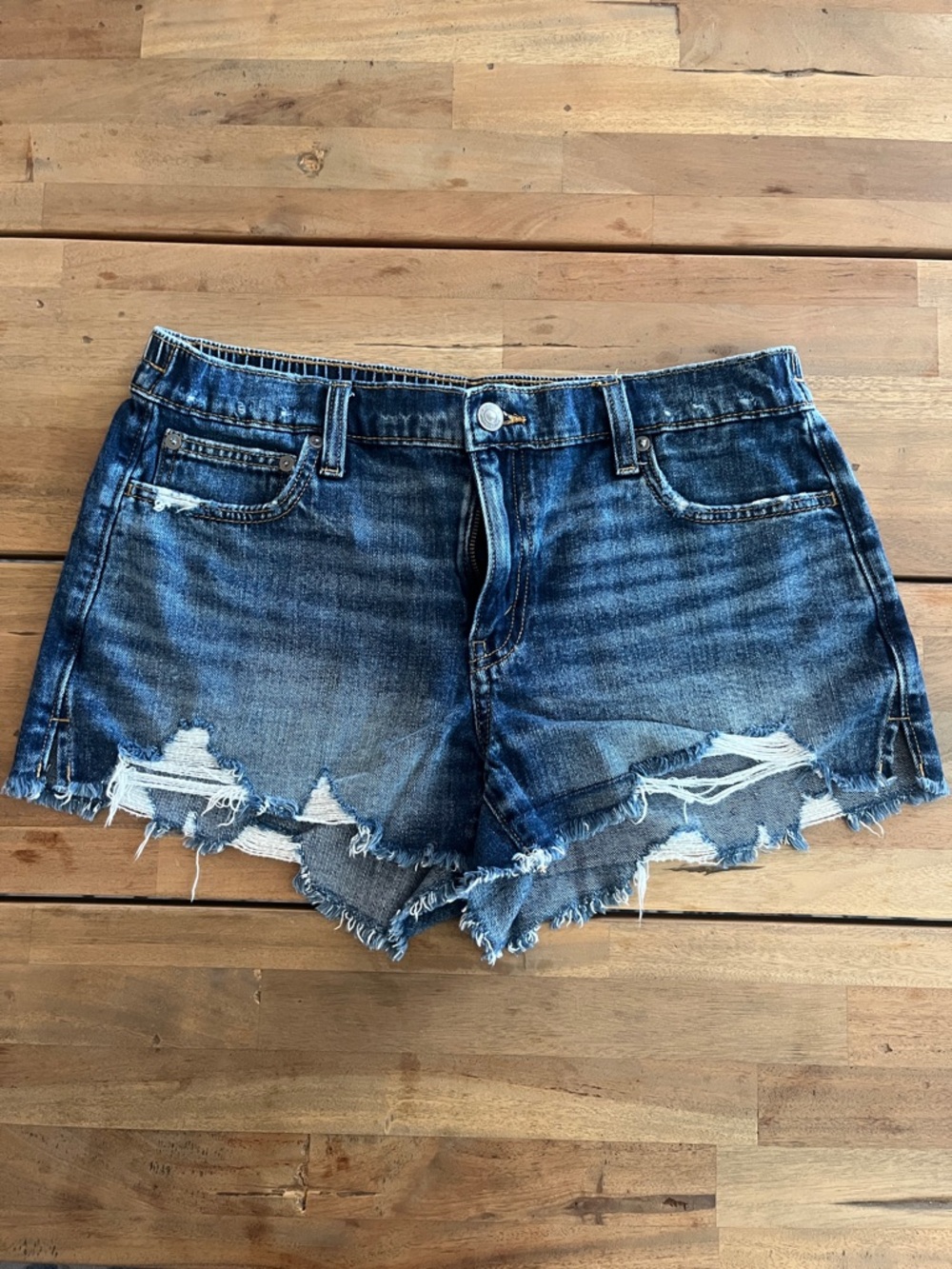 Aerie Women's Distressed Denim Shorts - Blue
